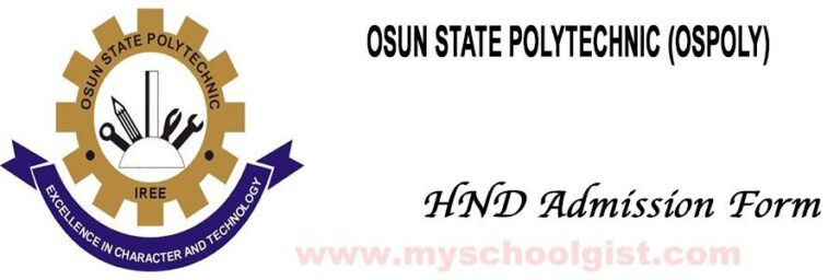Osun State Polytechnic (OSPOLY) HND Admission Form